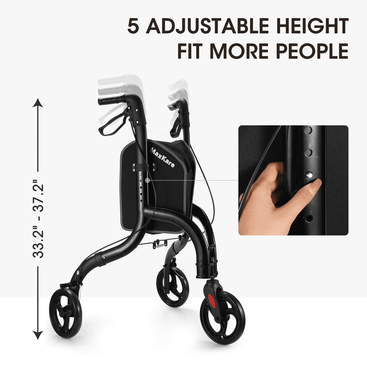 3-Wheel Foldable Rollator Walker with 8'' Wheel E344050