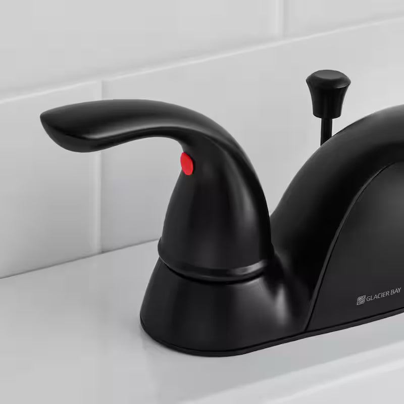 4 in. Centerset Double-Handle Bathroom Faucet in Matte Black K98767