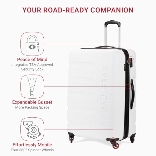 Hardside Expandable Luggage with Spinner Wheels, White, Carry-On 19-Inch F894769
