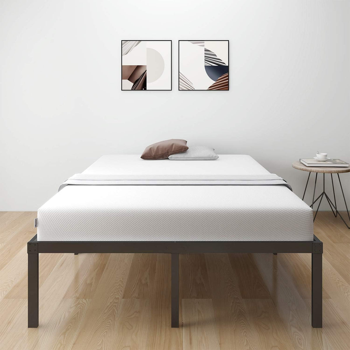 18 Inch Metal Platform Bed Frame with Steel Slats Q785