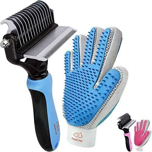 Dog and Cat Deshedding Brush with Shedding Glove S288819