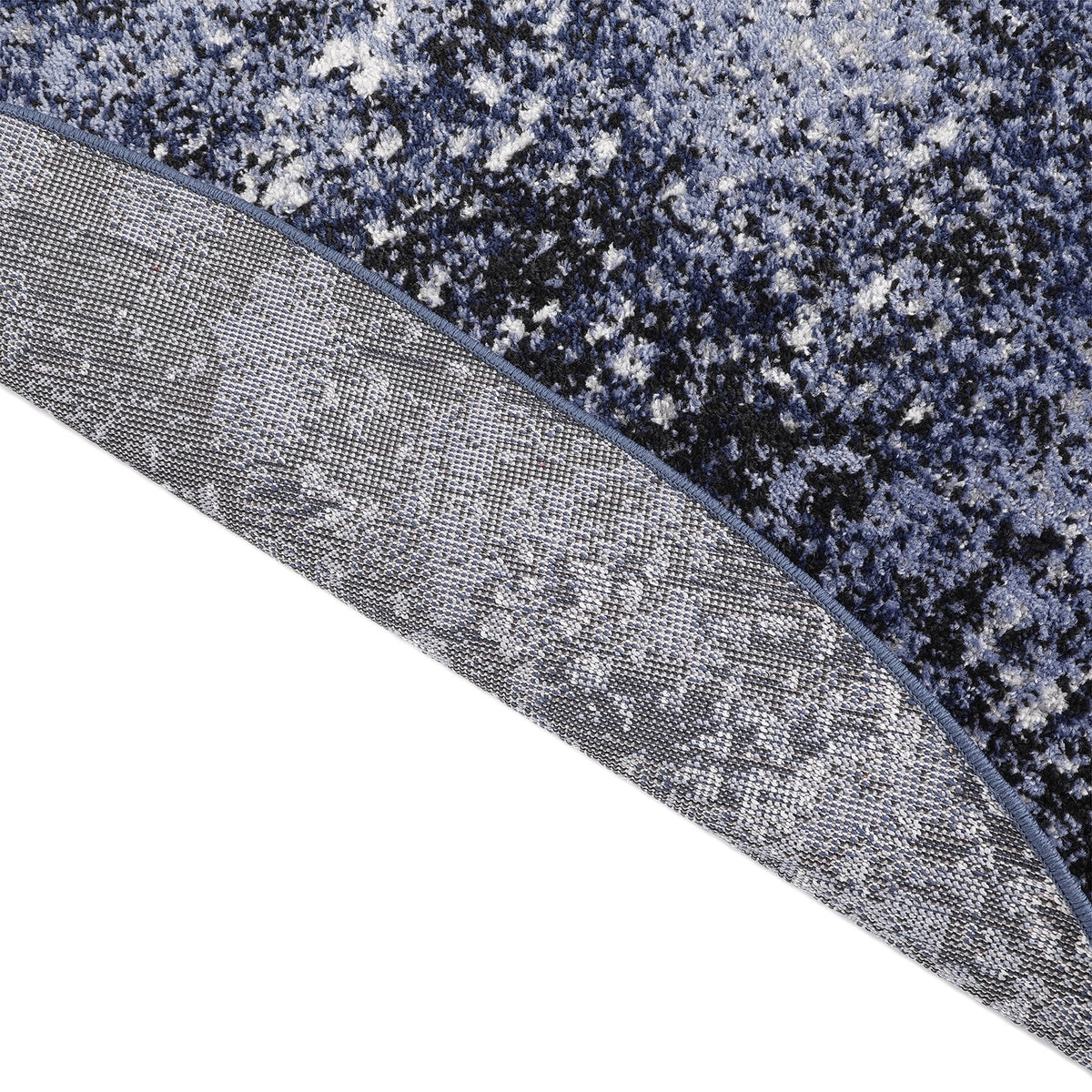 Light Blue Black Round Area Rug E938