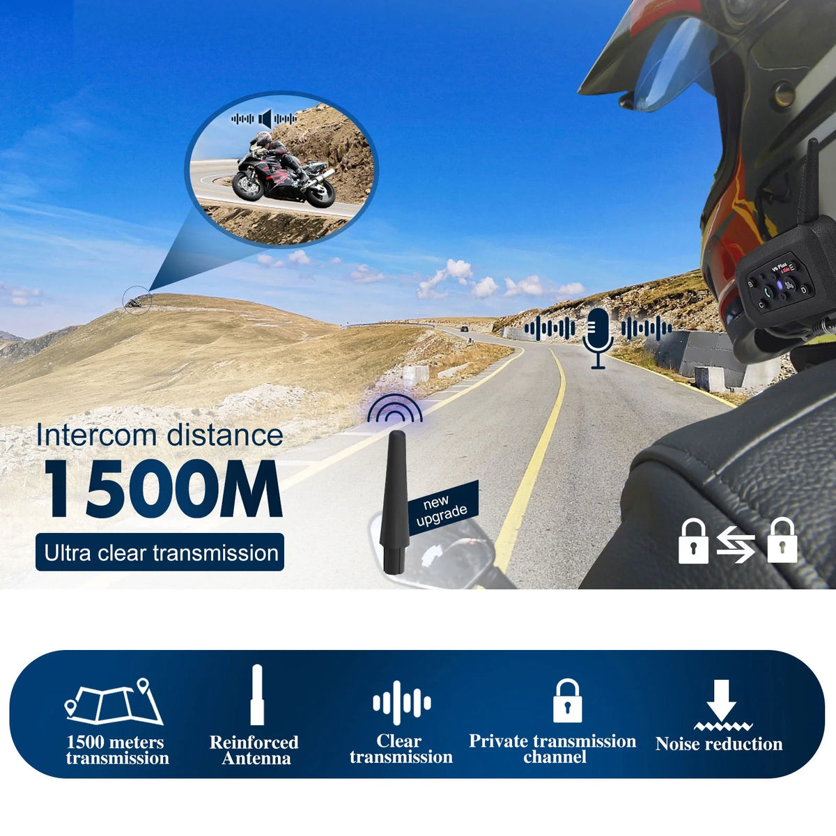 Helmet Headset 1200m Intercom U64275