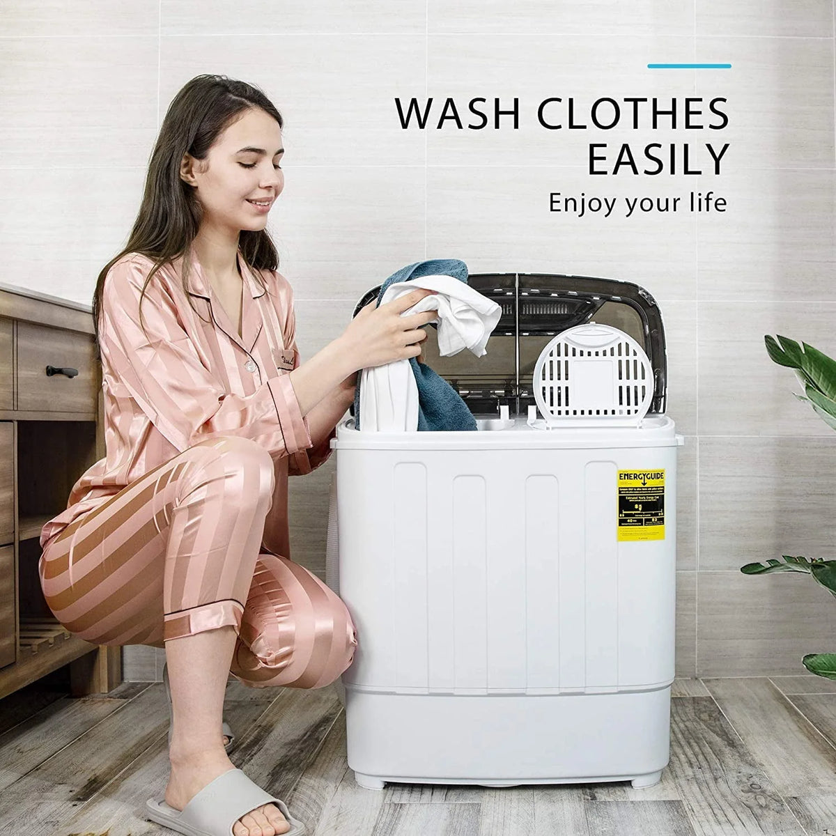 Portable Twin Tub Mini Laundry Washer and Spin Dryer Combo 13.5lbs T62343
