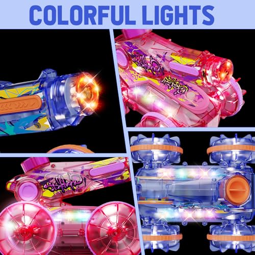Gesture Sensing Remote Control Car Toys - Drift RC Stunt Car for Kids | 360° Rotating 4WD Transform RC Cars | 2.4Ghz Hand Controlled with Lights Music | Birthday to Boys (Purple) W95824