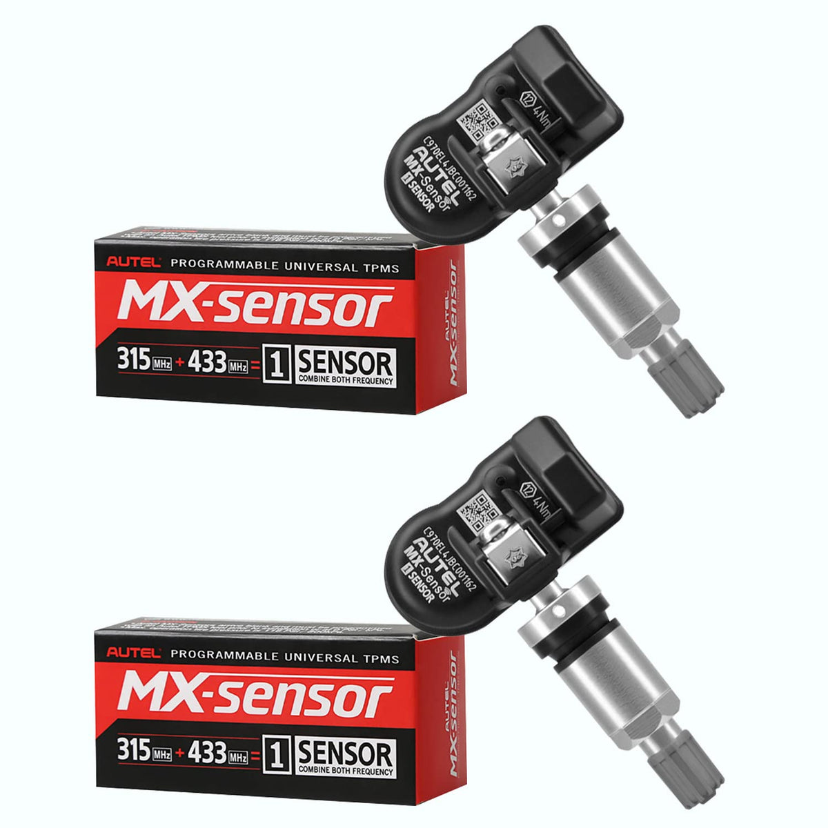 TPMS Sensor 315MHz+433MHz 2 in 1 Dual Frequency Tire Pressure Sensor Sets of 2 (Metal Valves) P191
