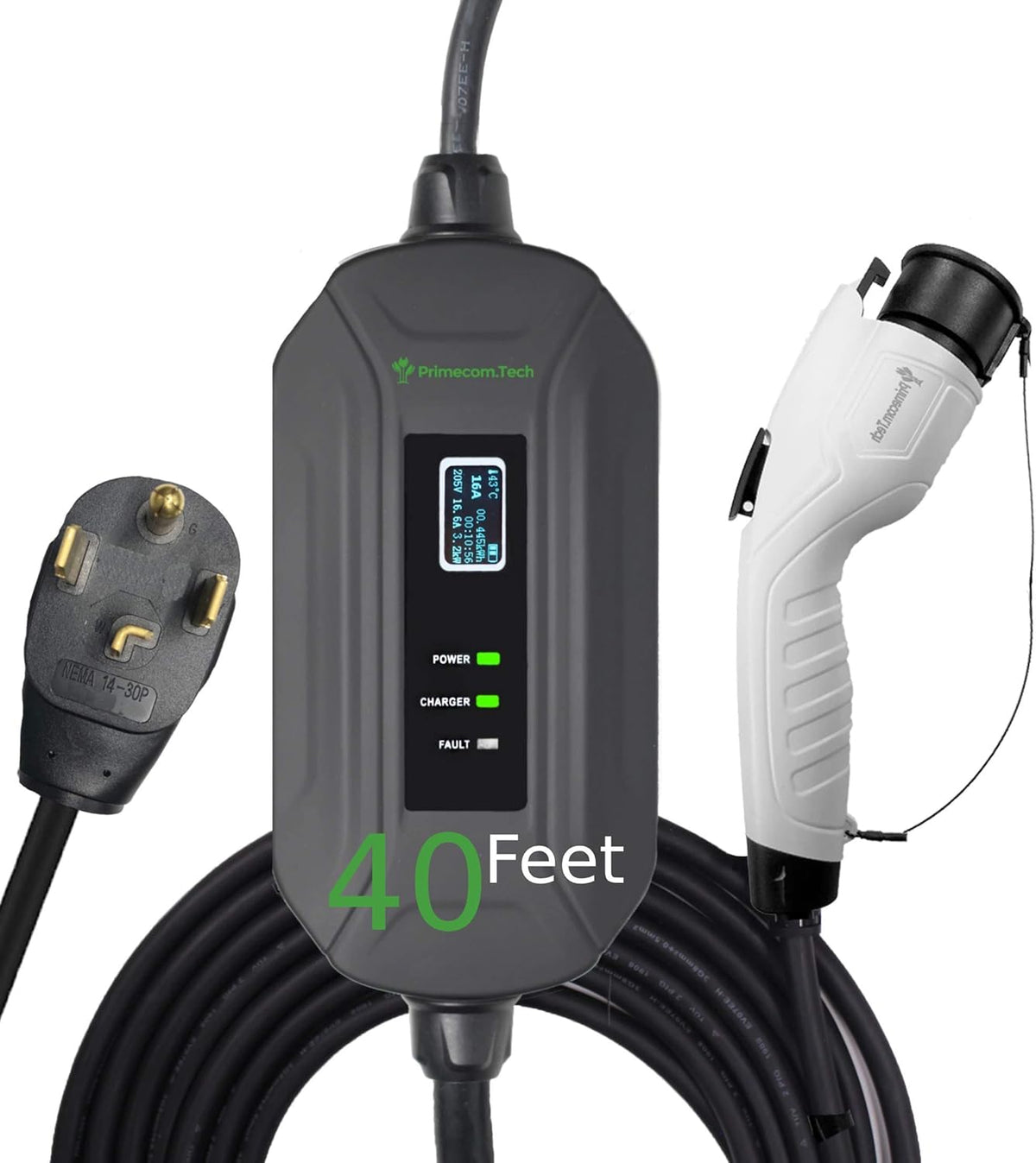 Portable Level 2 Electric Vehicle Charger, 16Amp, 50 Feet V26481