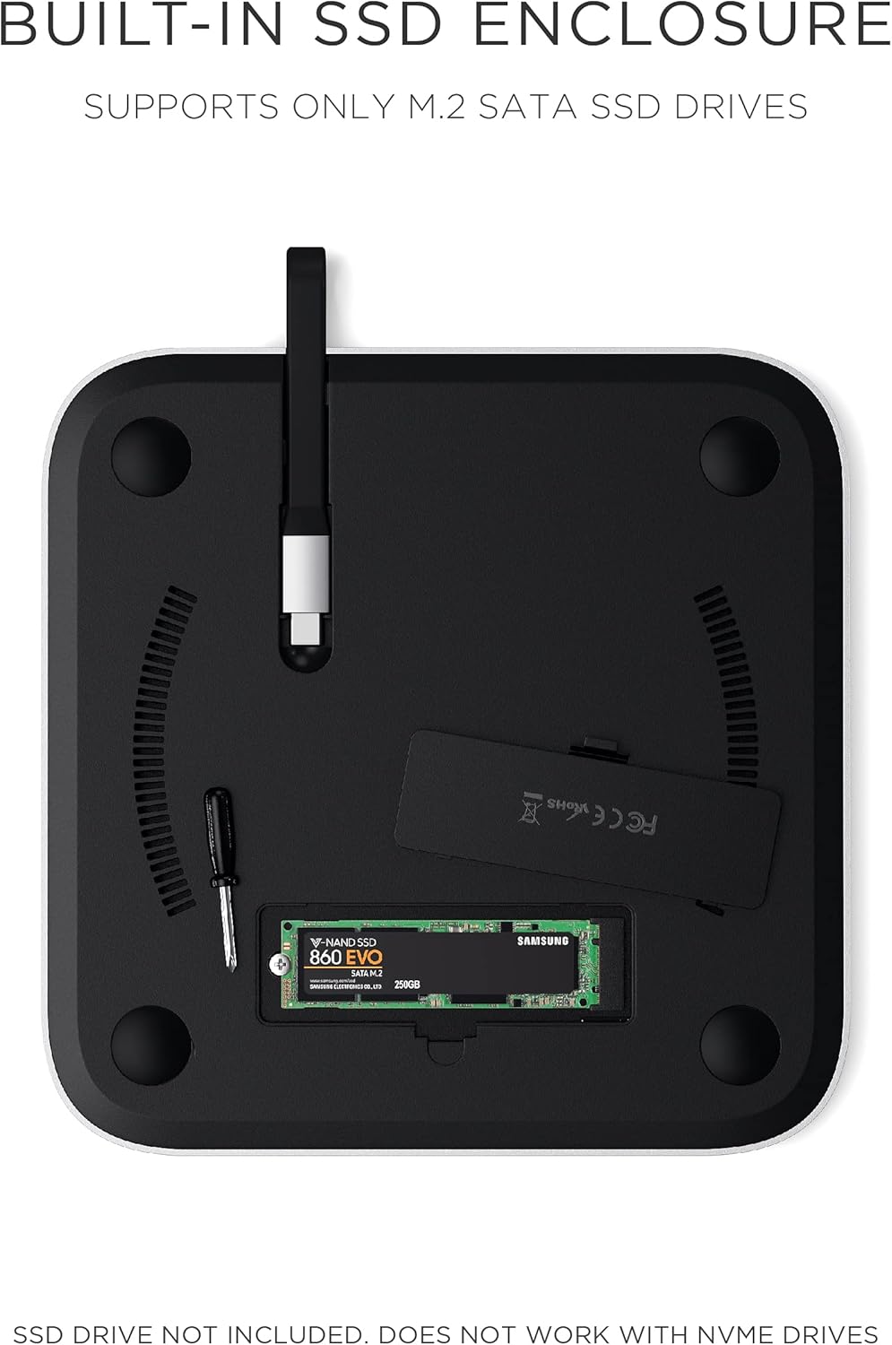Silver USB-C Stand & Hub with SSD Enclosure L779547