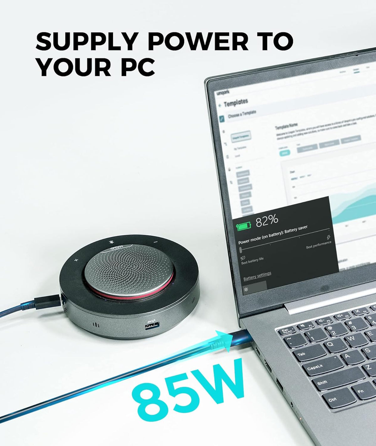 Conference Speaker with 4 Noise-canceling Mics, USB-C Docking Function A67774