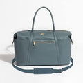 Dusty Blue Faux Leather Diaper Weekender Bag A67604