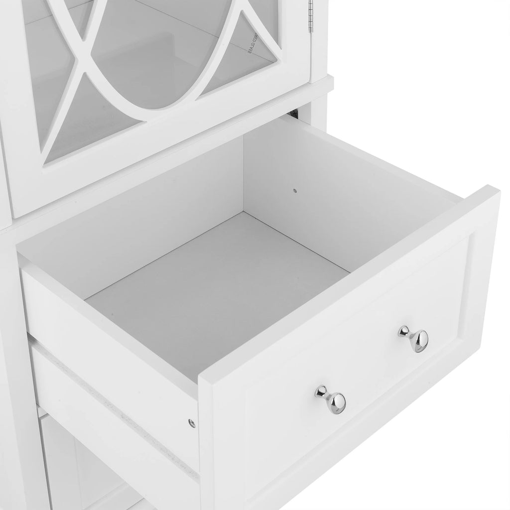 Wooden Bathroom Floor Cabinet 2 Drawer White D7712