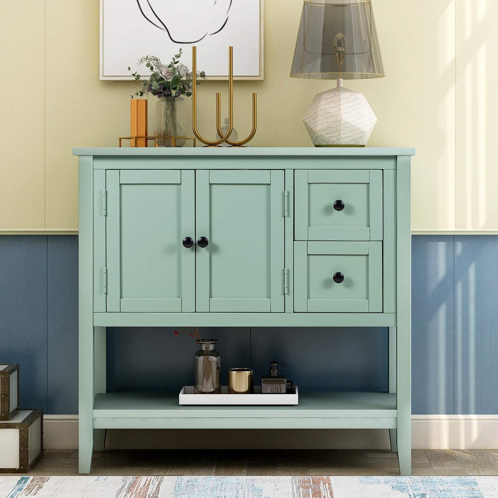 Solid Wood Console Table with 2 Drawers and 1 Cabinet Q857007