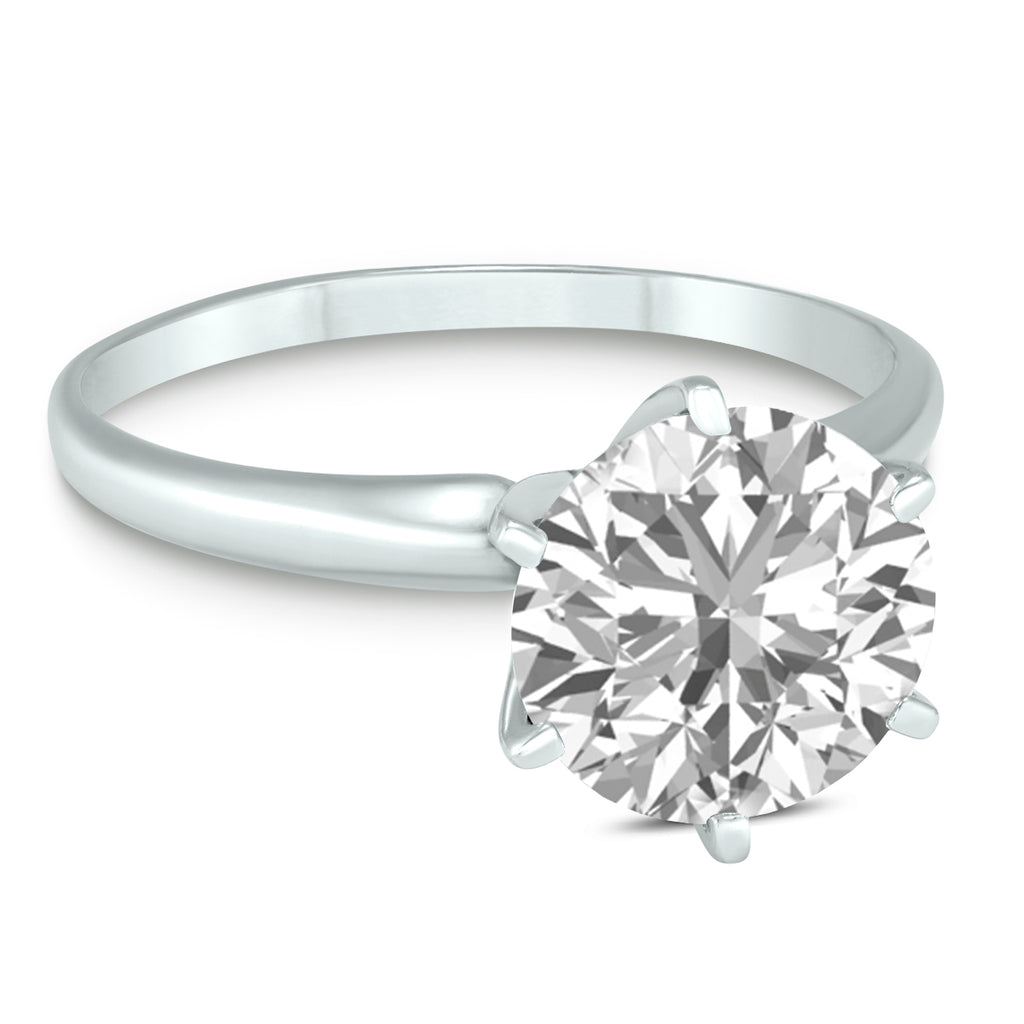 14K White Gold Diamond Solitaire Ring Q8110