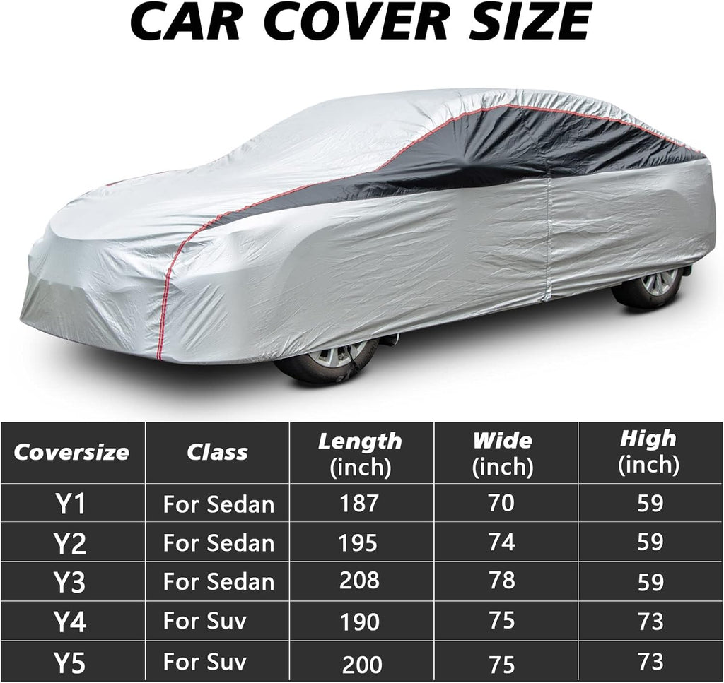 Waterproof All Weather Full Exterior Car Cover with Zipper for Sedan T6835
