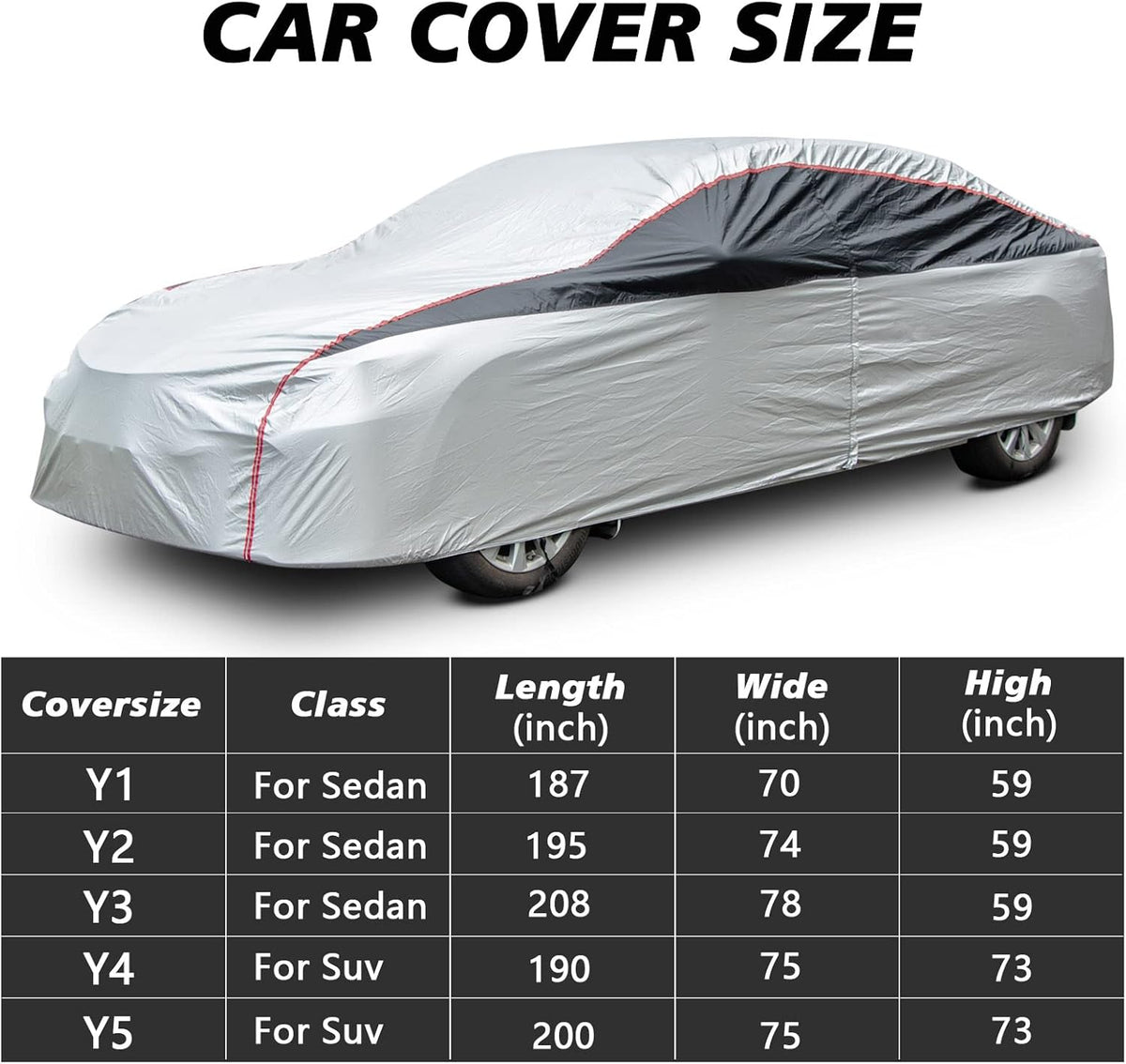 Waterproof All Weather Full Exterior Car Cover with Zipper for Sedan T6835