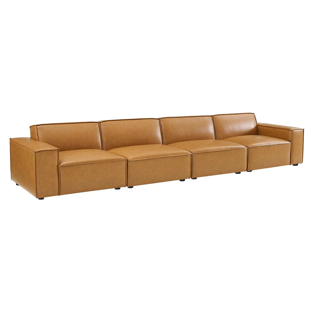 Tan Vegan Leather 4-Piece Sofa T10971