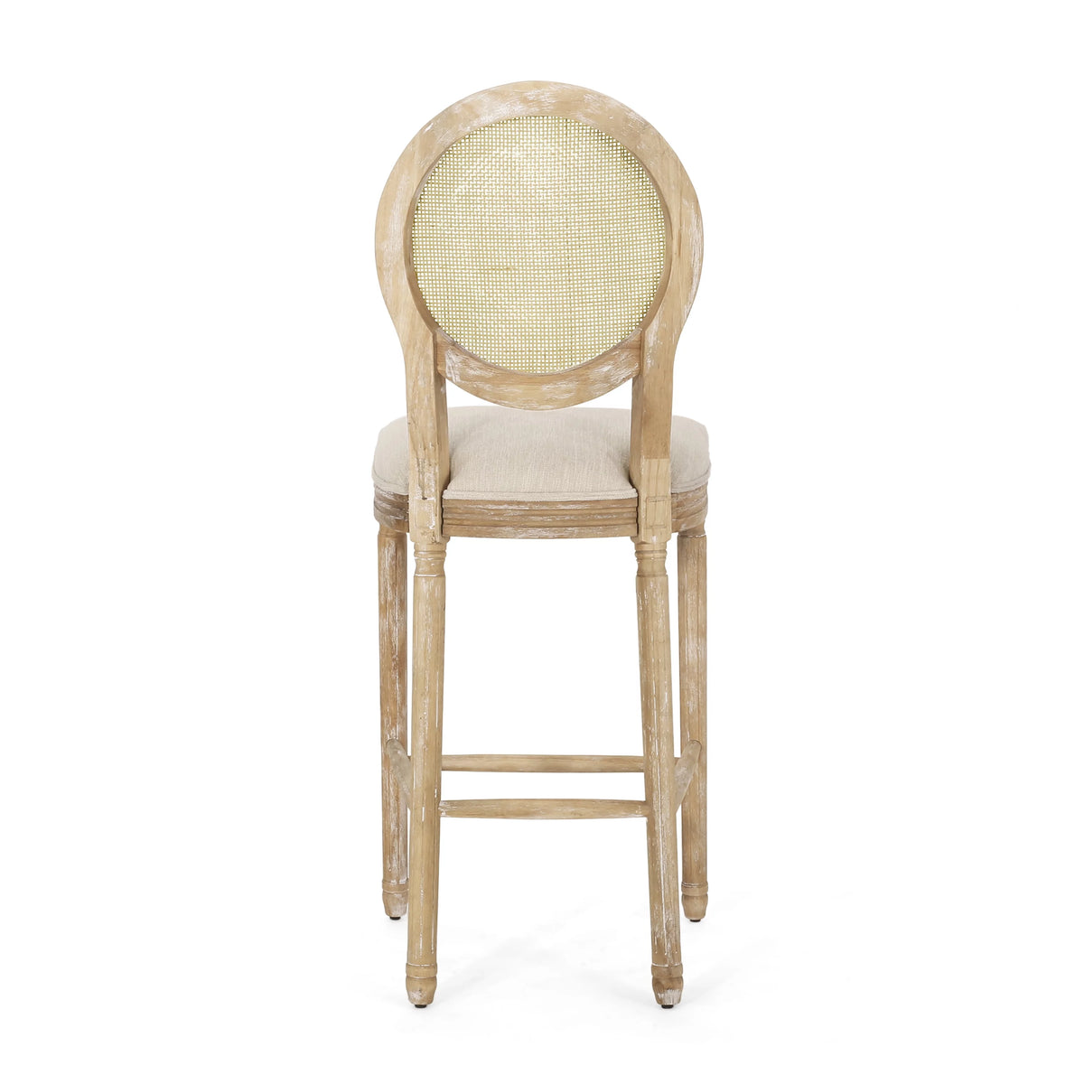 Fabric Upholstered Wood and Cane Barstools, Set of 2 R94574