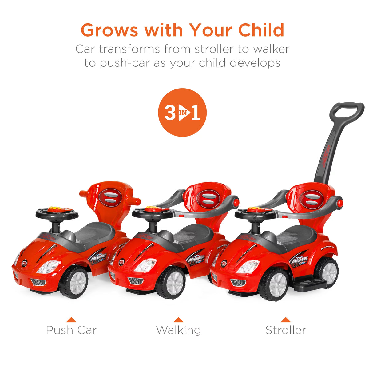 3-in-1 Kids Push and Pedal Ride On Wagon Stroller V682