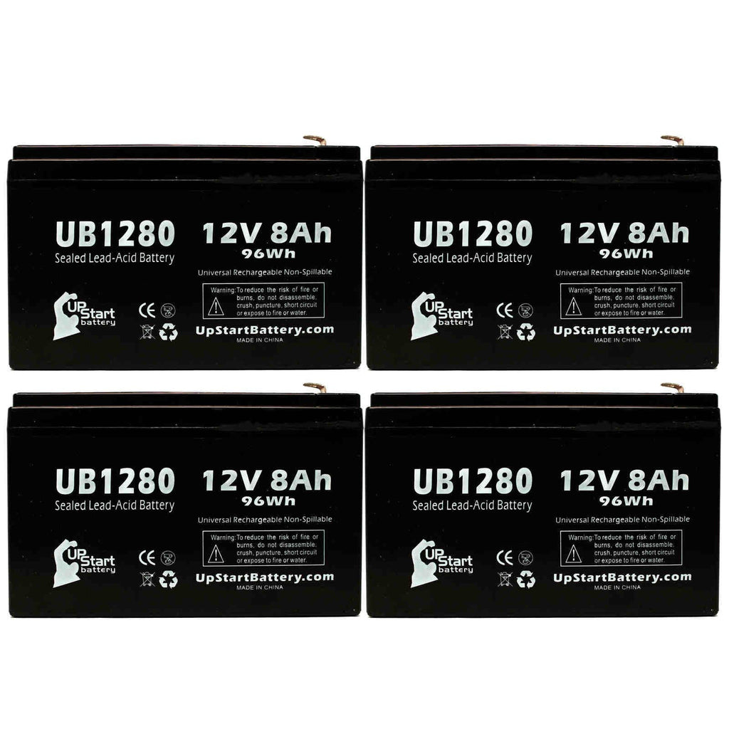 4x Pack Sealed Lead Acid Battery (12V, 8Ah, 8000mAh, F1 Terminal, AGM) with 8 F1 to F2 Terminal Adapters J21692