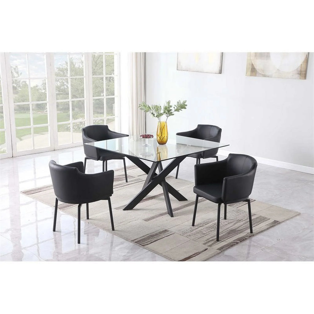 48" Round Steel and Glass Dining Table K545865