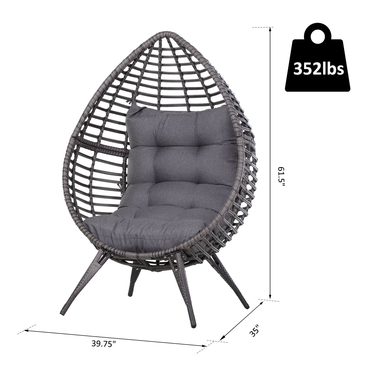 Indoor Outdoor Wicker Egg Chair with Cushion E768