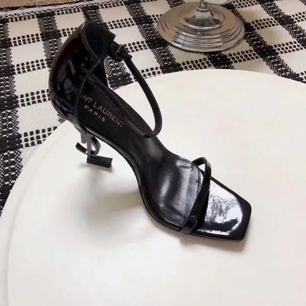 Black 110mm Leather Sandals E164765