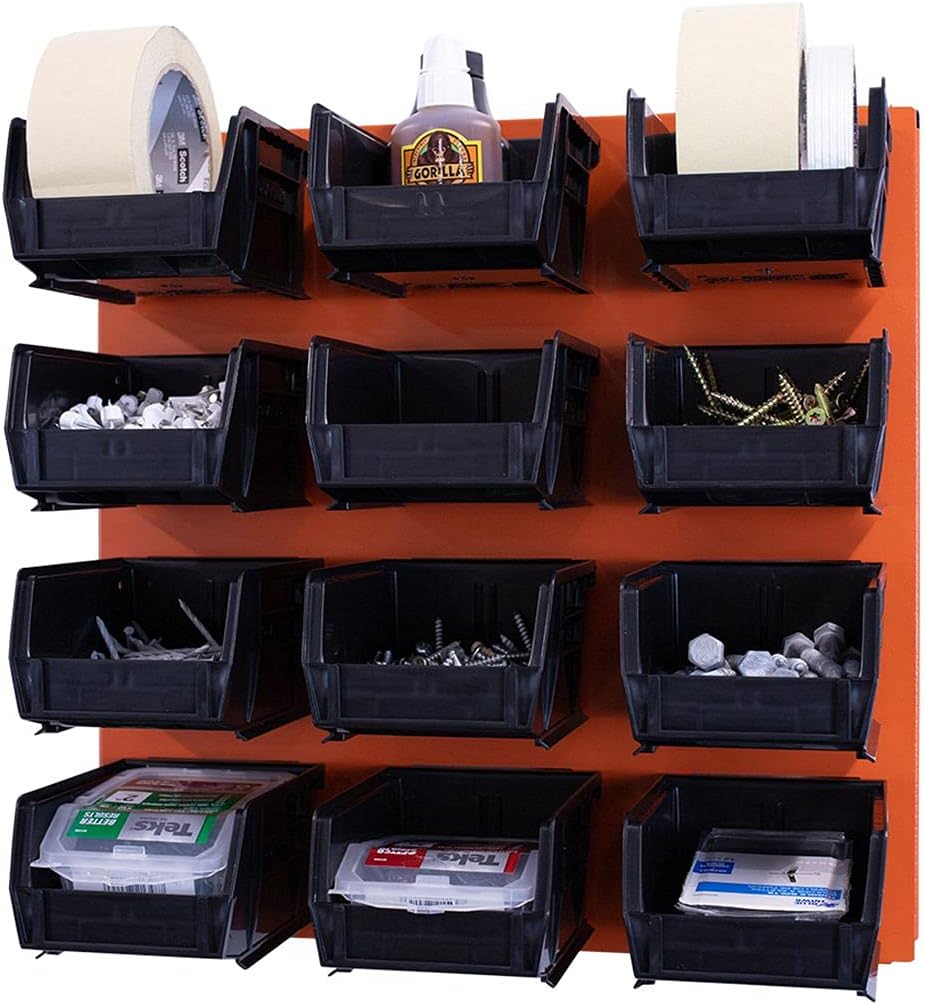 Wall Mounted 16" x 16" Metal Bin Storage System, Pack of 2 L742