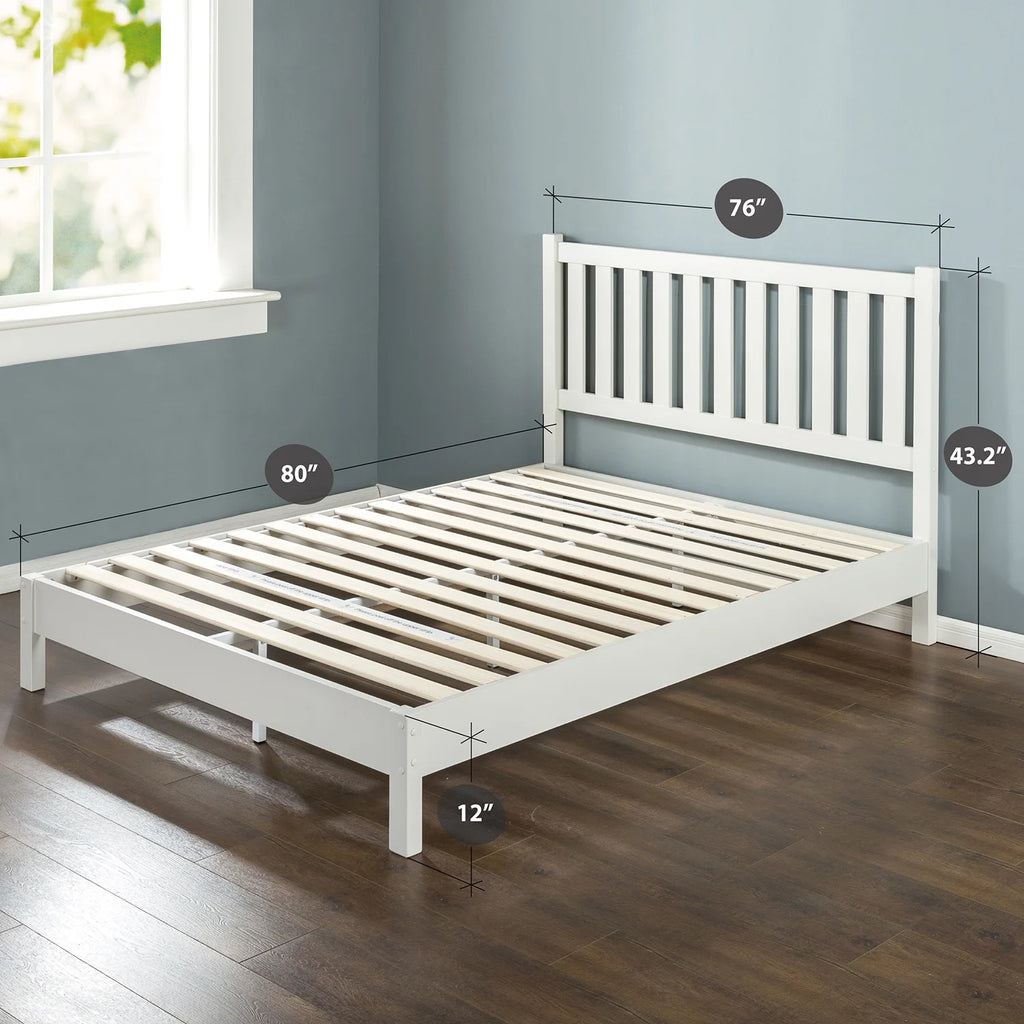 Wood Platform Bed Frame with Headboard, Full A451