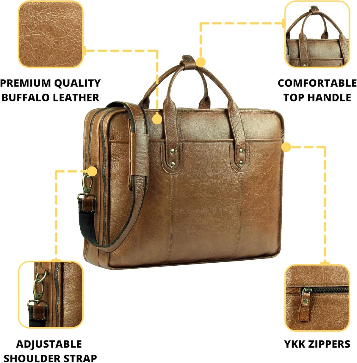 18 Inch Genuine Leather Messenger Laptop Bag C790