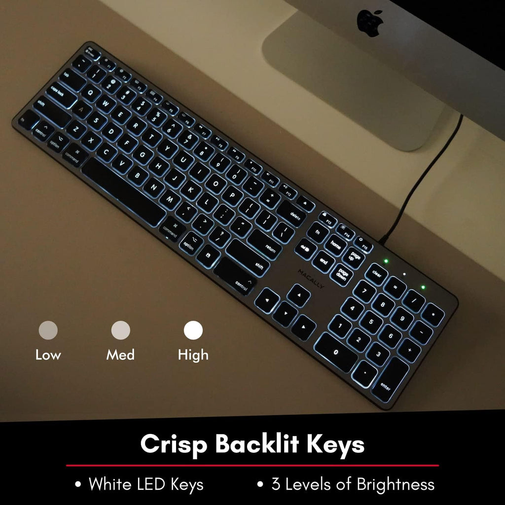 Space Gray Backlit Wired Mac Keyboard with 107 Keys U584