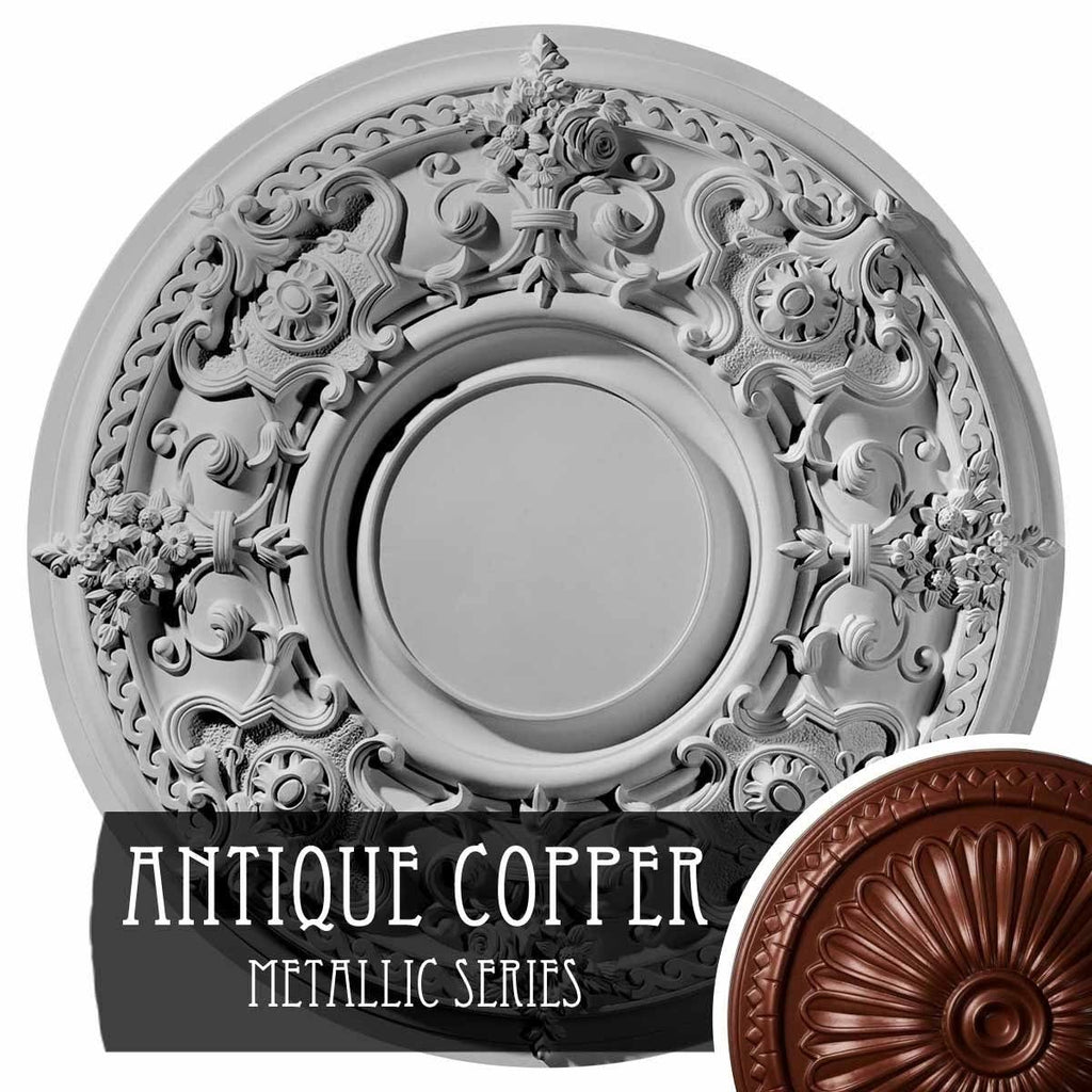 32 3/4x22OD x 2 1/2x22P Hand-Painted Ceiling Medallion D5759
