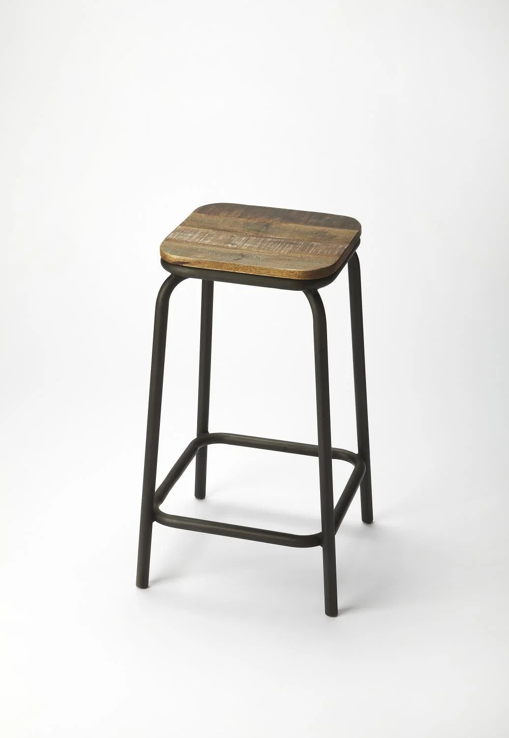 Iron and Wood Square Bar Stool X4244