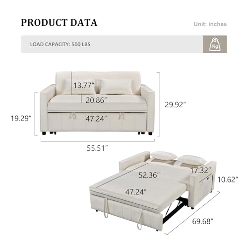 Black Velvet Convertible Sleeper Sofa Bed W344838