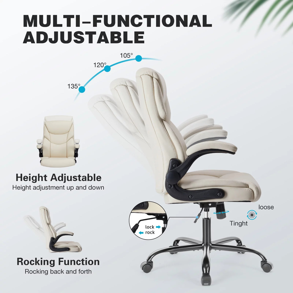 White Ergonomic Executive Desk Chair U411862