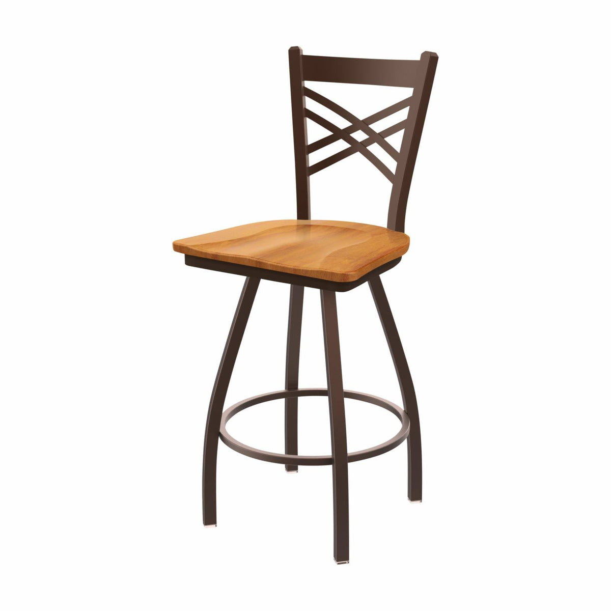 25x22 Swivel Counter Stool with Bronze Finish and Medium Maple Seat S1578