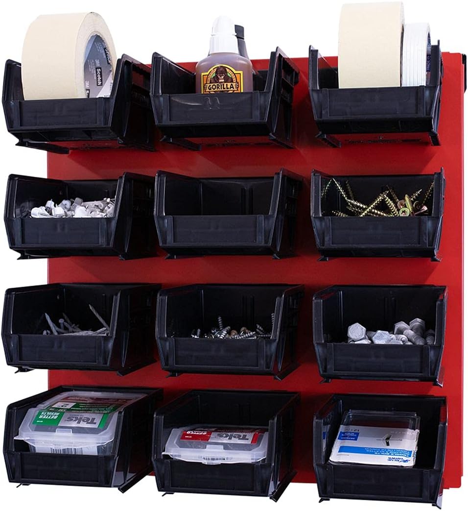 Wall Mounted 16" x 16" Metal Bin Storage System, Pack of 2 L742