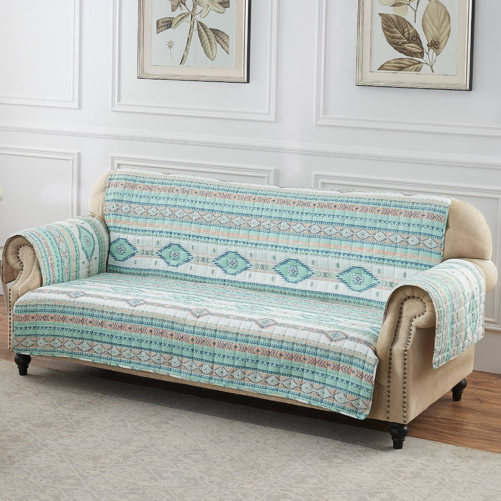 Turquoise Reversible Sofa Couch Protector K844
