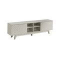 Mid Century Modern Tv Stand 2 Door Cabinet 4 Cubby Hole Shelves 67 inch Tv Unit, Grey F219