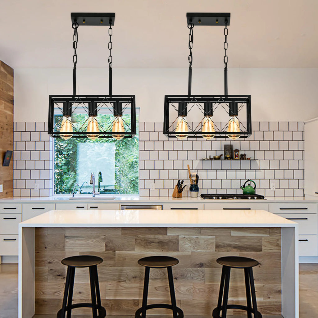 3 Light Farmhouse Linear Chandelier V98419