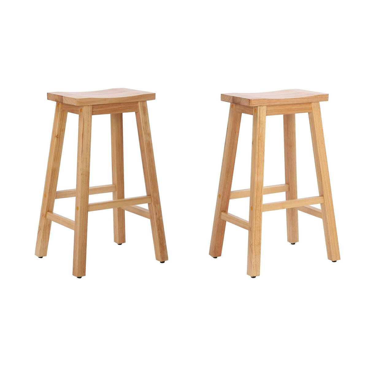 White Solid Wood Saddle Bar Stool, Set of 2 H377433