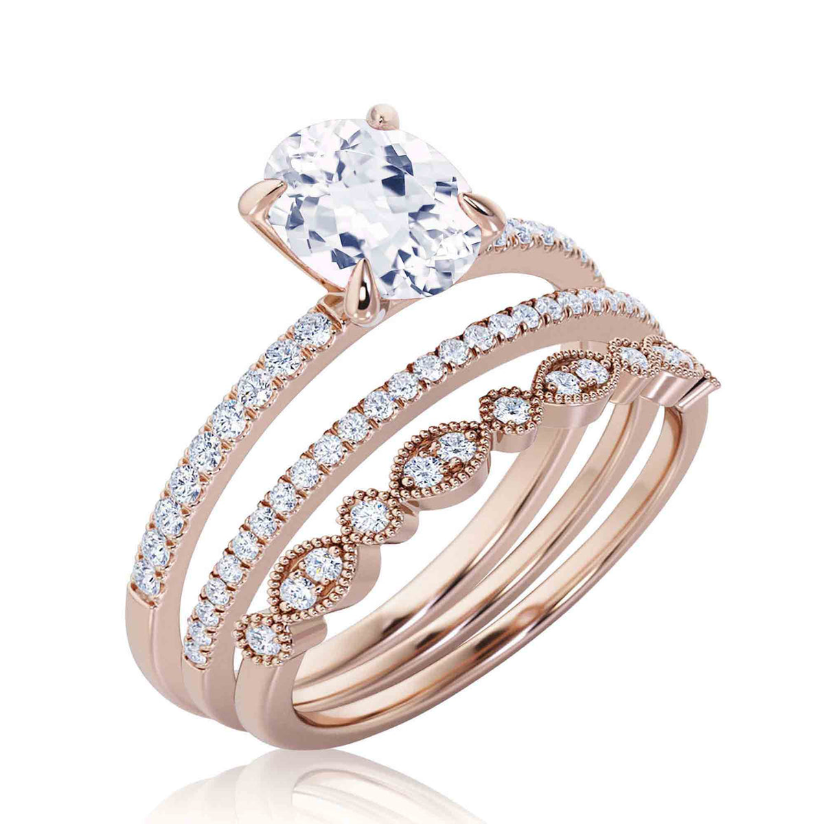 2.50 Carat Oval Diamond Moissanite Engagement Ring in 925 Sterling Silver With 18k Rose Gold Plating C17959