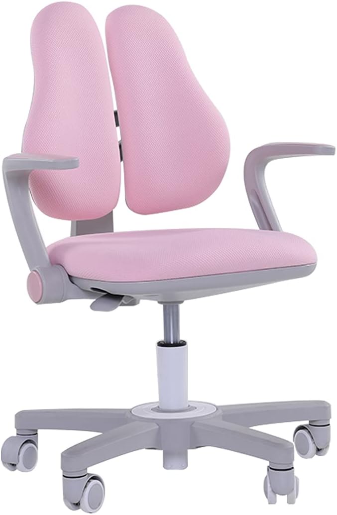 Pink Height Adjustable Ergonomic Kids Study Desk and Chair Set with Drawer and Bookshelf X47310