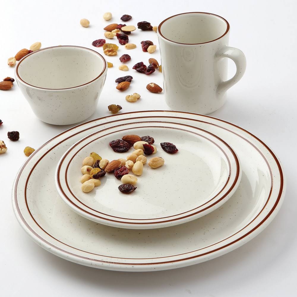 White with Brown Speckle 9 in. Plate A344
