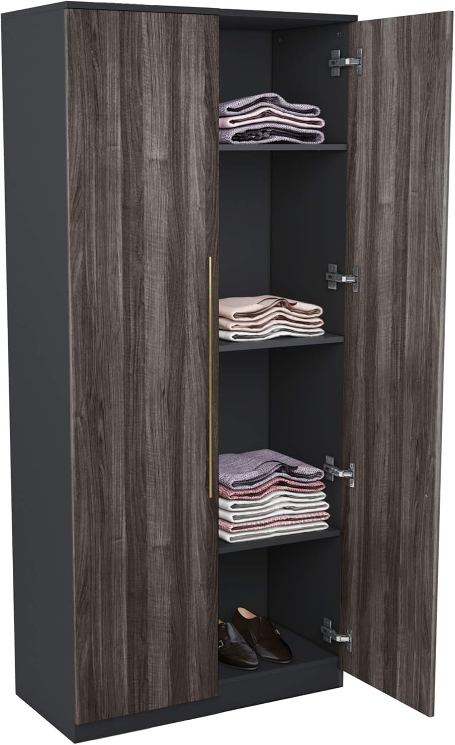 Slate Gray/Black 70 Inch Storage Cabinet and Armoire G986