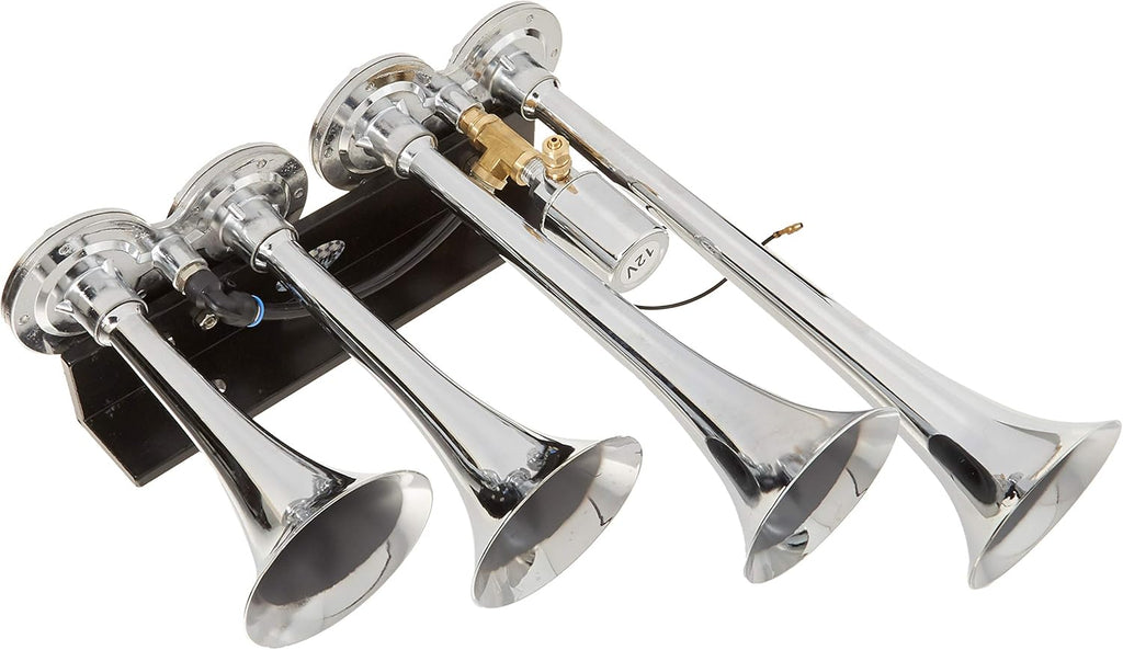 Chrome 4 Trumpet Train Air Horn Pack of 2 L961