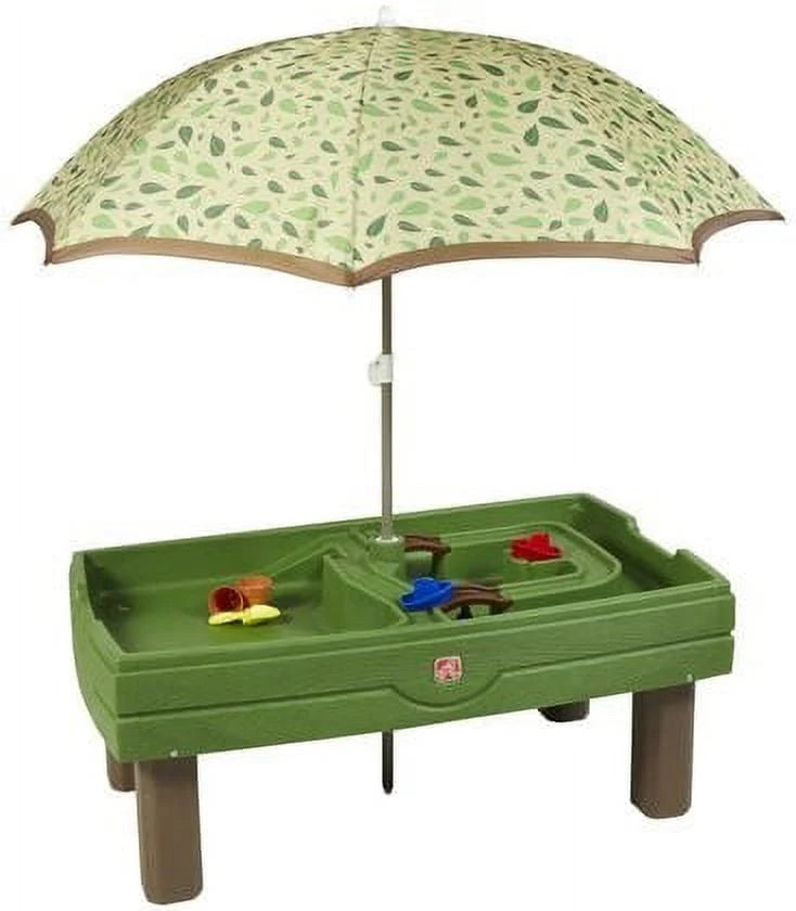 Green Sandbox and Water Table with Cover and Umbrella F4135