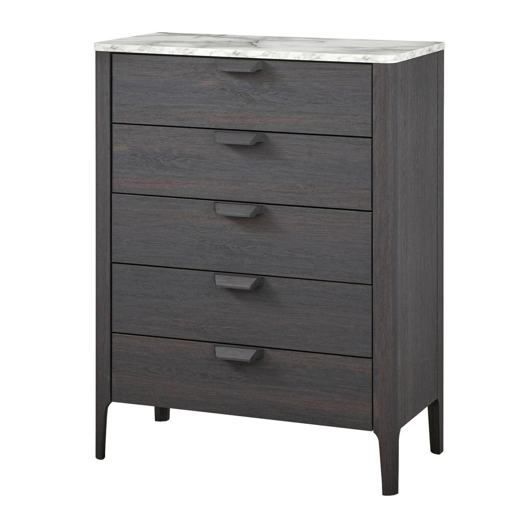 Charcoal Gray and White 5 Drawer Chest O72138