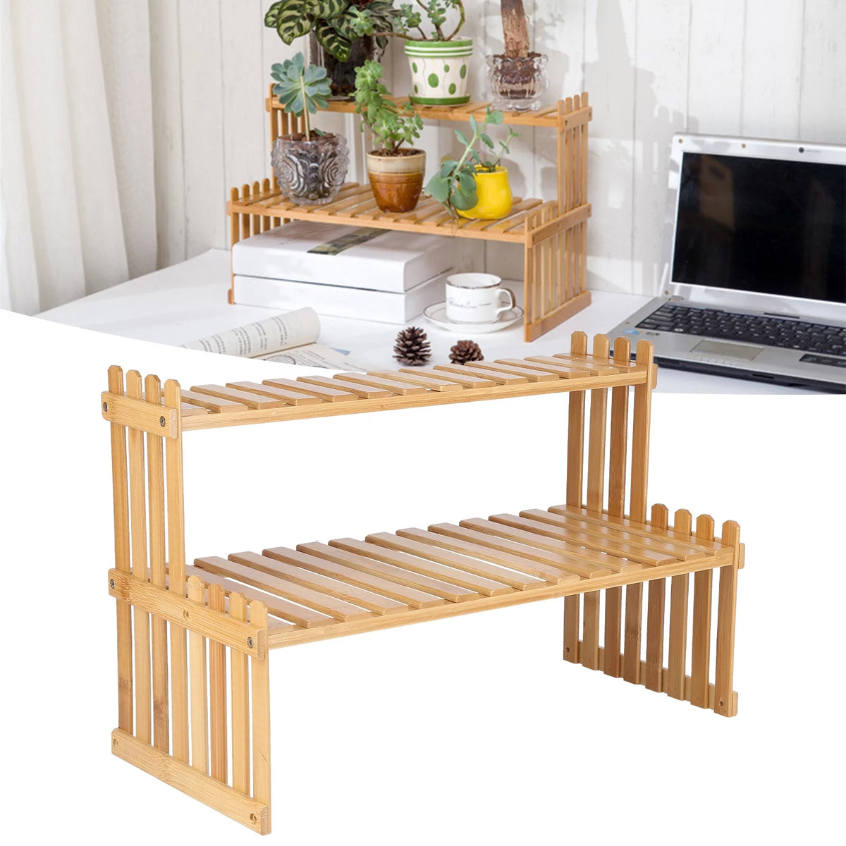 2-Tier Wooden Plant Stand H348