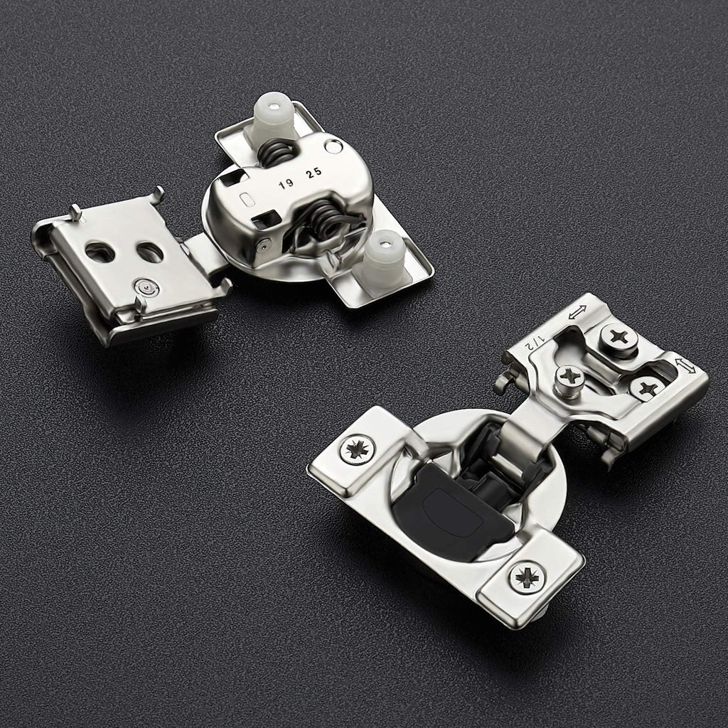 12 Pack 6 Pairs 1/2 inch Overlay Soft Close Hinges Satin Nickel Stainless Steel Concealed Hinge S77558