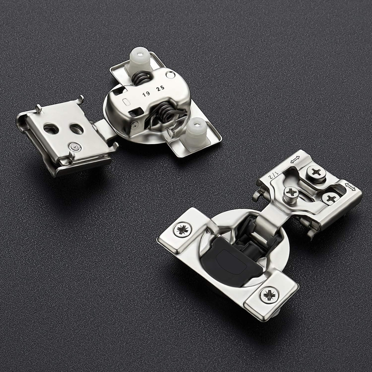 12 Pack 6 Pairs 1/2 inch Overlay Soft Close Hinges Satin Nickel Stainless Steel Concealed Hinge S77558
